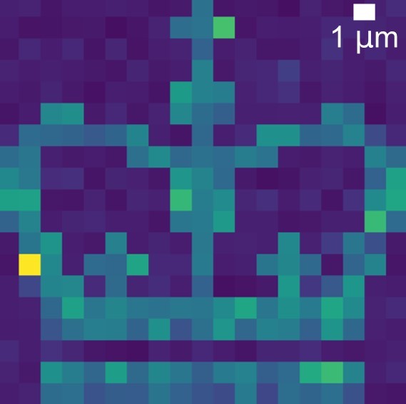 Image of the Columbia crown written using photoswitchable photon avalanching nanoparticles